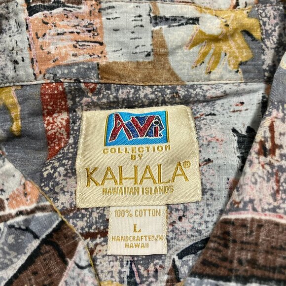 Kahala Hawaiian Shirt Men Large AVI Collection Floral Palm Button Up Handcrafted - Picture 3 of 5